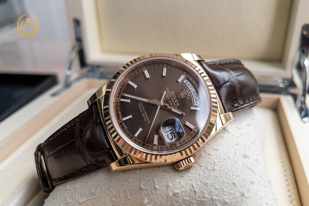 Rolex Day-Date Chocolate Dial 18K Everose Gold