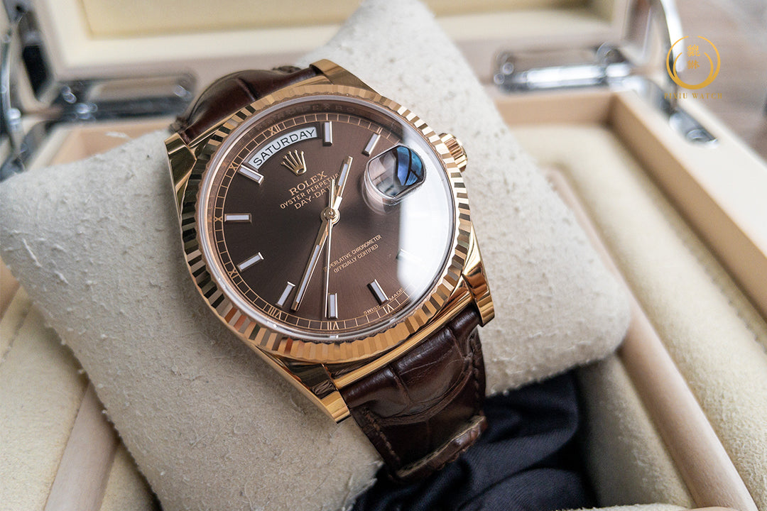Rolex Day-Date Chocolate Dial 18K Everose Gold
