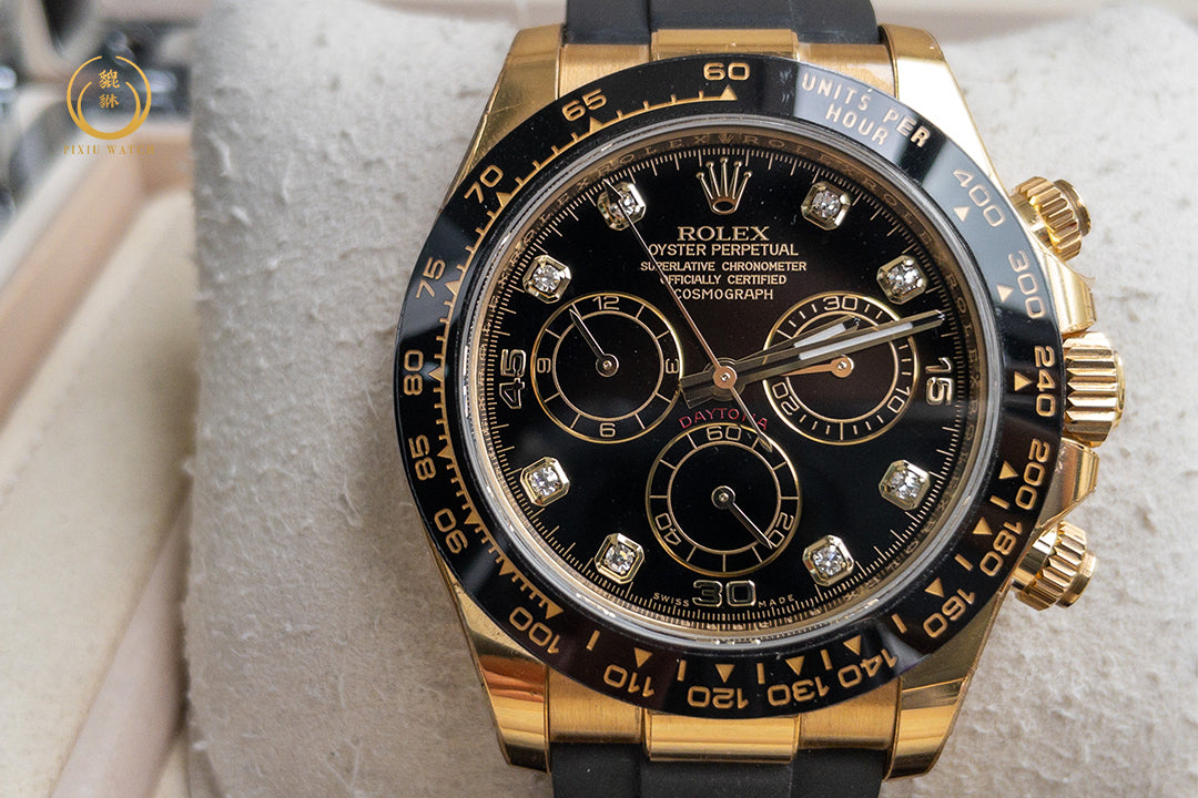 Rolex Daytona Diamonds Black Dial 18CT Yellow Gold