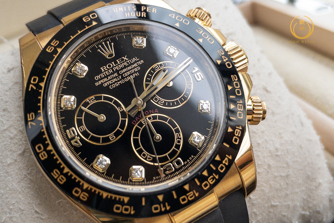 Rolex Daytona Diamonds Black Dial 18CT Yellow Gold