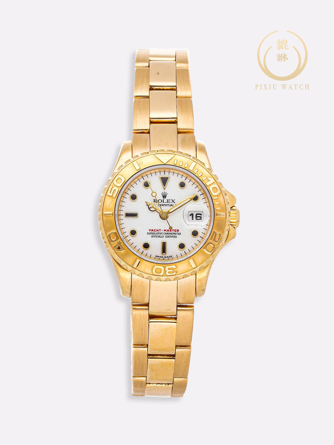 Rolex Ladies Yacht-Master 18K Yellow Gold White Dial