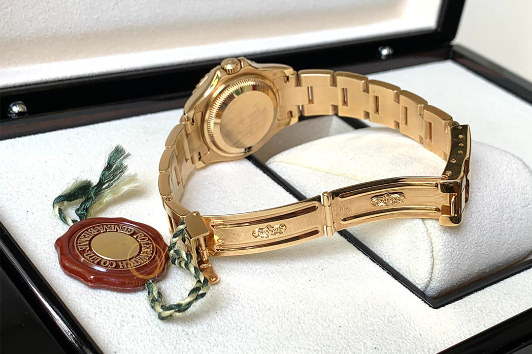 Rolex Ladies Yacht-Master 18K Yellow Gold White Dial