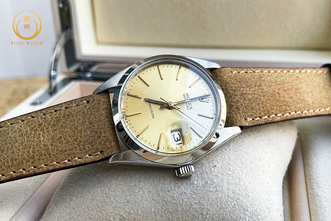 Rolex Oyster Date Vintage 6694 Precision Gold Dial Steel
