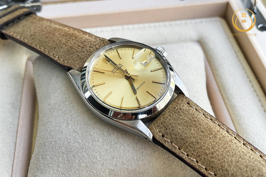 Rolex Oyster Date Vintage 6694 Precision Gold Dial Steel