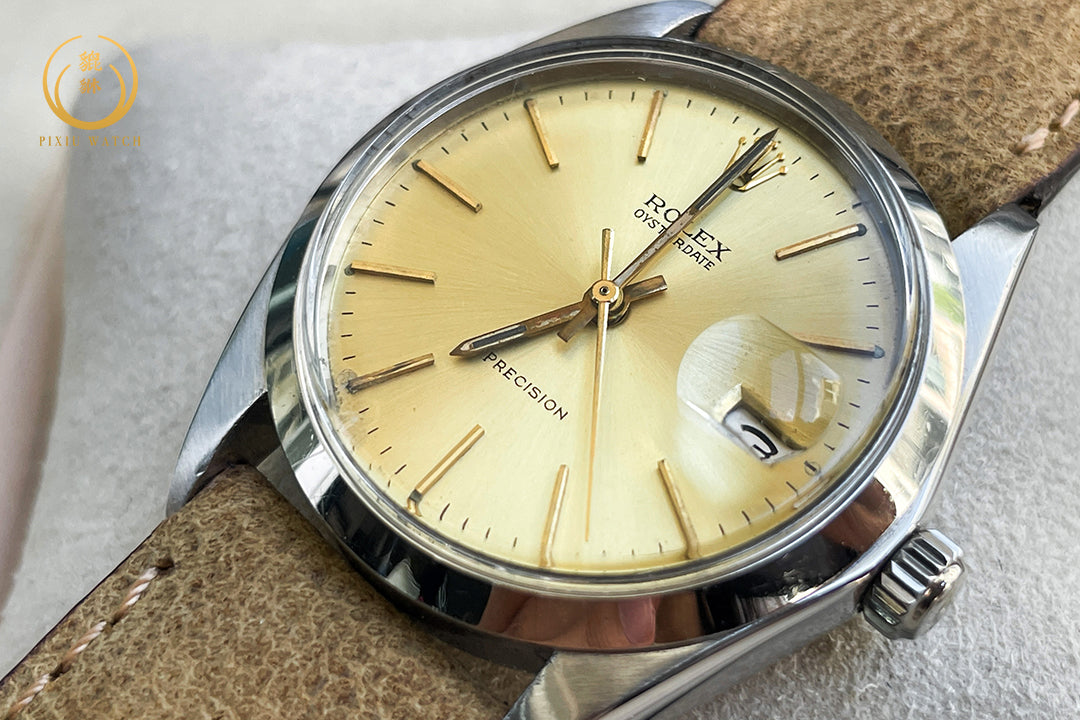 Rolex Oyster Date Vintage 6694 Precision Gold Dial Steel