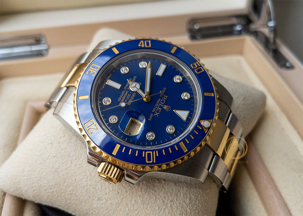 Rolex Sub Date Two Tone Blue Sunburst