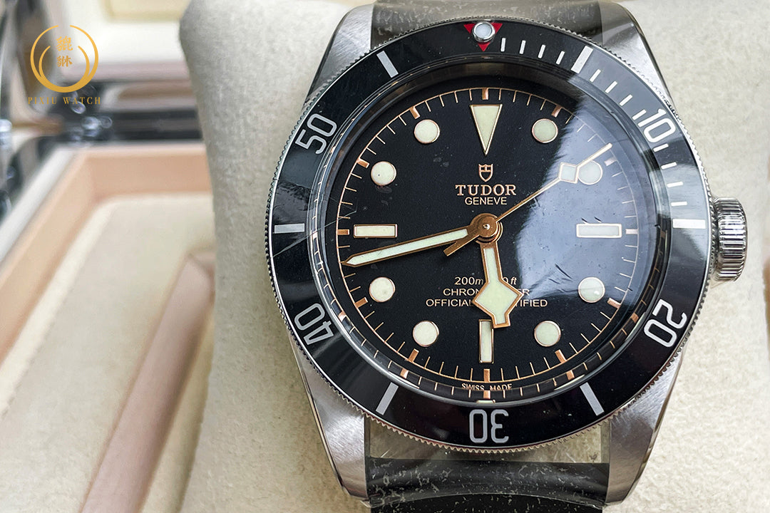 NEW" Tudor Black Bay Black Aged Strap